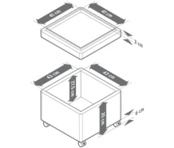 Pouf mit Rollen und Tablett