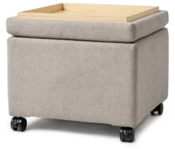 Pouf mit Rollen und Tablett