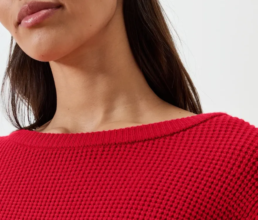 Pullover aus Strukturstrick, rot