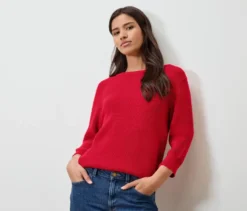 Pullover aus Strukturstrick, rot
