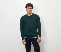 Pullover mit Rundhalsausschnitt, grün meliert
