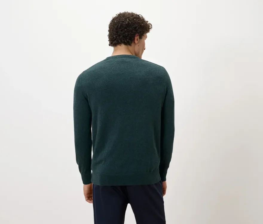 Pullover mit Rundhalsausschnitt, grün meliert