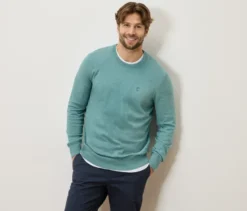 Pullover mit Rundhalsausschnitt, aqua meliert