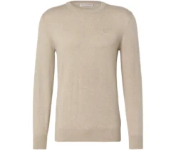 Pullover mit Rundhalsausschnitt, beige meliert