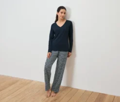 Pyjama, dunkelblau-dunkelblau gestreift