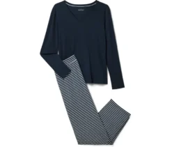 Pyjama, dunkelblau-dunkelblau gestreift