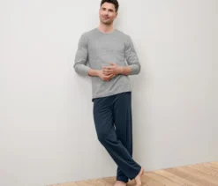 Pyjama, grau/blau