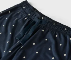 Pyjamahose, dunkelblau mit cremefarbenen Punkten