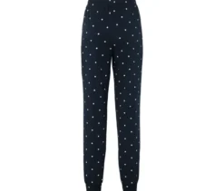 Pyjamahose, dunkelblau mit cremefarbenen Punkten