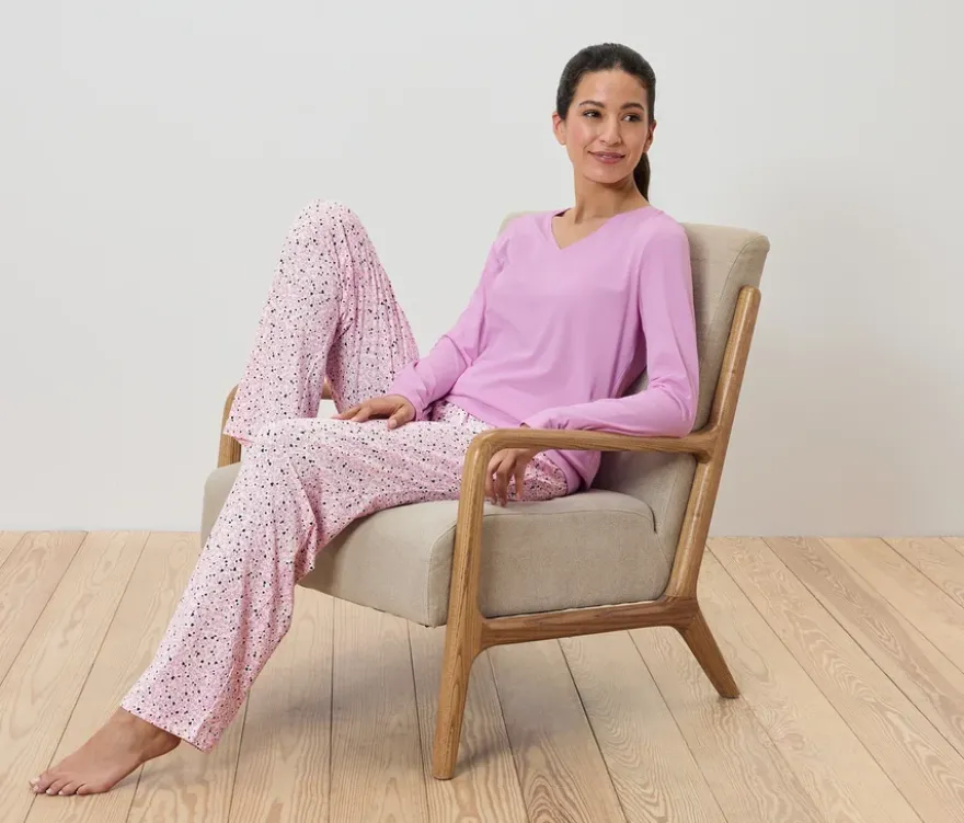 Pyjama, Rosa und Herz-Alloverprint