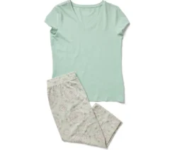 3/4-Pyjama-Set, salbeigrün