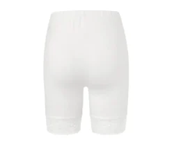 Radlershorts mit Spitzenborte, weiß