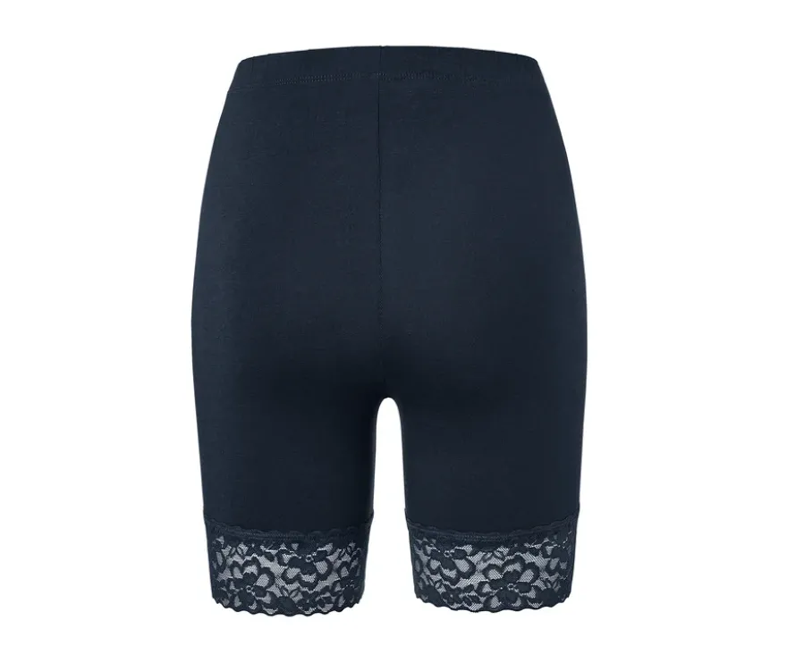 Radlershorts mit Spitzenborte, dunkelblau