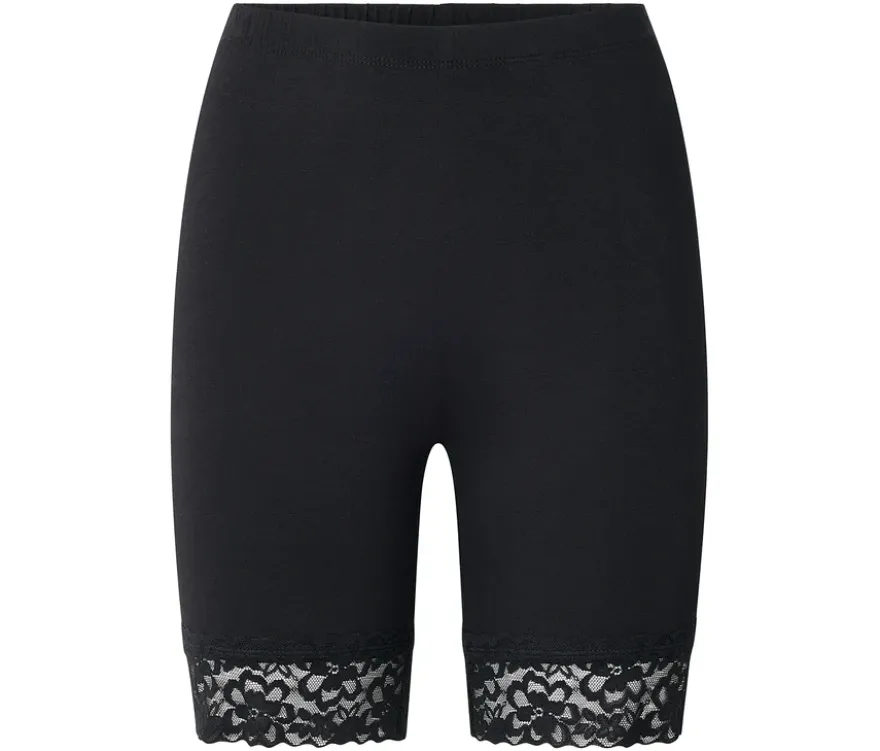 Radlershorts mit Spitzenborte, schwarz