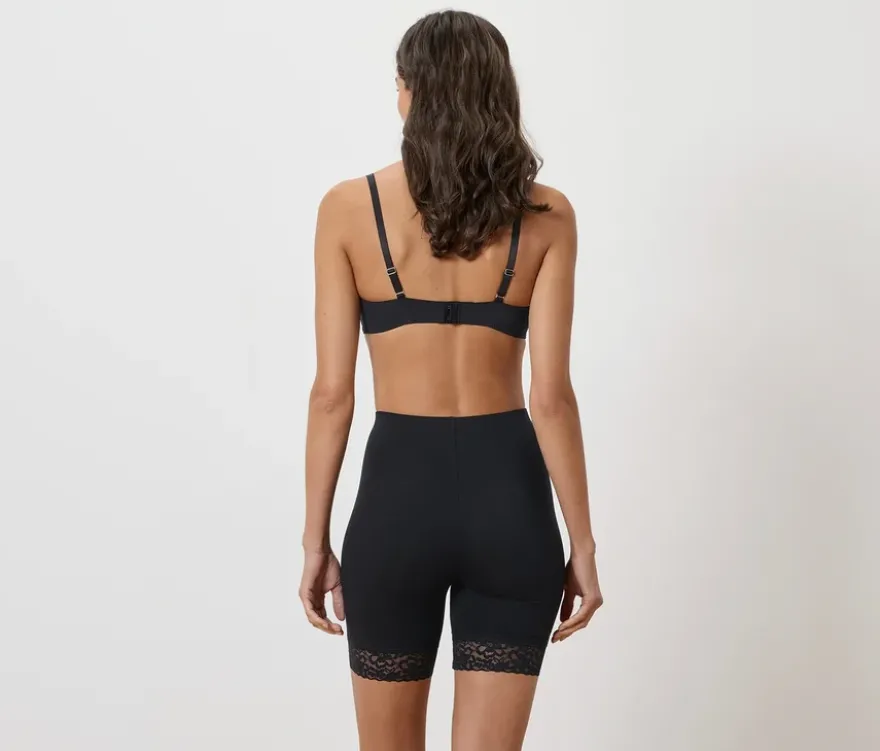 Radlershorts mit Spitzenborte, schwarz