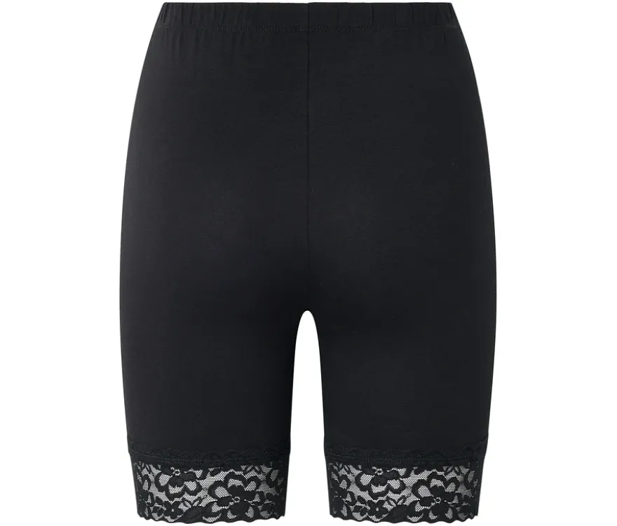 Radlershorts mit Spitzenborte, schwarz