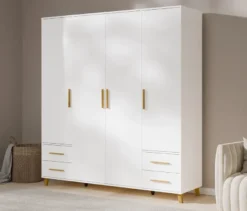 Rauch Drehtürenschrank »Shinjo«, 4-türig, 4 Schubladen, weiß
