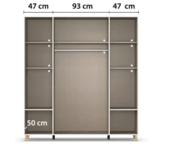 Rauch Drehtürenschrank »Shinjo«, 4-türig, 4 Schubladen, grau-metallic