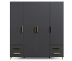 Rauch Drehtürenschrank »Shinjo«, 4-türig, 4 Schubladen, grau-metallic