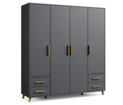 Rauch Drehtürenschrank »Shinjo«, 4-türig, 4 Schubladen, grau-metallic