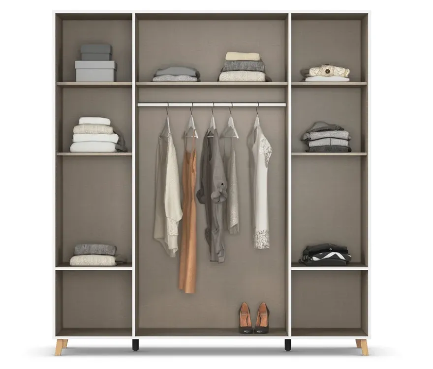 Rauch Drehtürenschrank »Shinjo«, 4-türig, 4 Schubladen, grau-metallic
