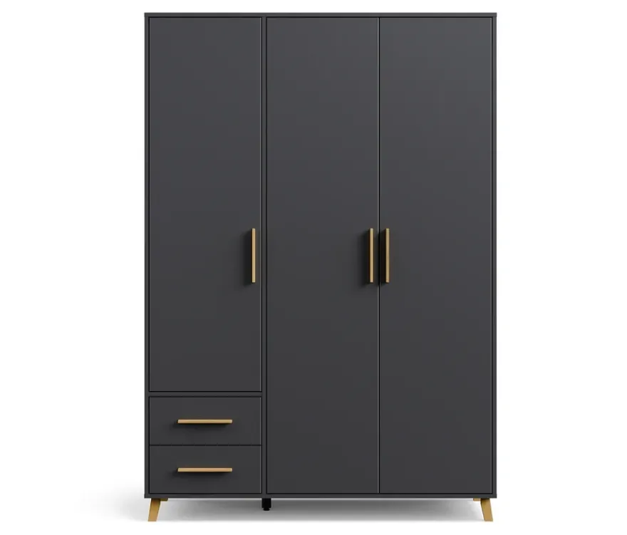 Rauch Drehtürenschrank »Shinjo«, 3-türig, 2 Schubladen, grau-metallic