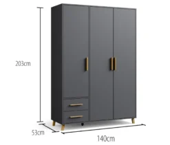 Rauch Drehtürenschrank »Shinjo«, 3-türig, 2 Schubladen, grau-metallic