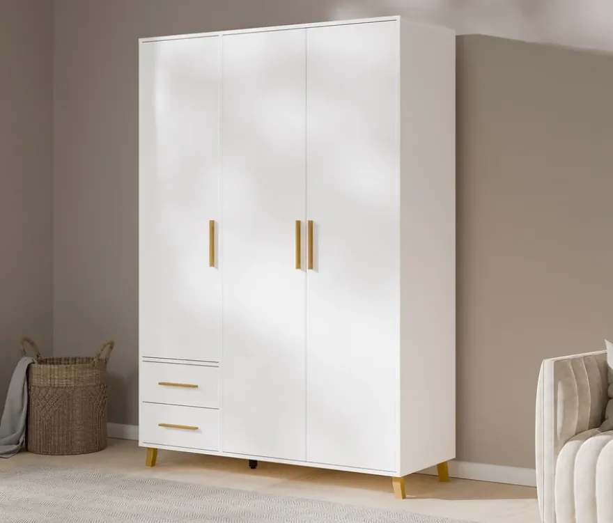 Rauch Drehtürenschrank »Shinjo«, 3-türig, 2 Schubladen, weiß