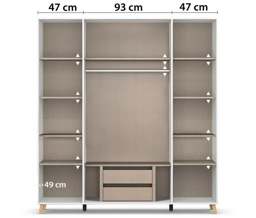 Rauch Drehtürenschrank »Shinjo«, 4-türig Premium-Ausstattung, graumetallic