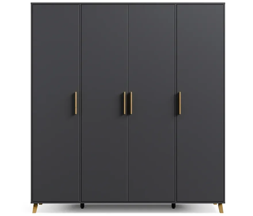 Rauch Drehtürenschrank »Shinjo«, 4-türig Premium-Ausstattung, graumetallic