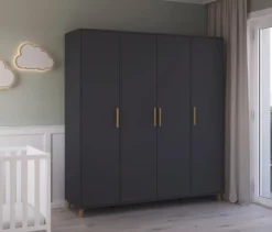 Rauch Drehtürenschrank »Shinjo«, 4-türig Premium-Ausstattung, graumetallic
