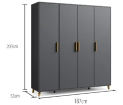 Rauch Drehtürenschrank »Shinjo«, 4-türig Premium-Ausstattung, graumetallic