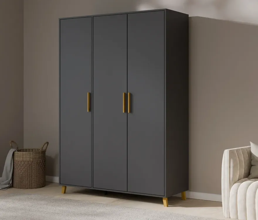 Rauch Drehtürenschrank »Shinjo«, 3-türig Premium-Ausstattung, graumetallic