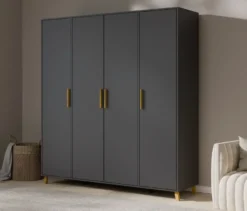 Rauch Drehtürenschrank »Shinjo«, 4-türig Basic-Ausstattung, graumetallic