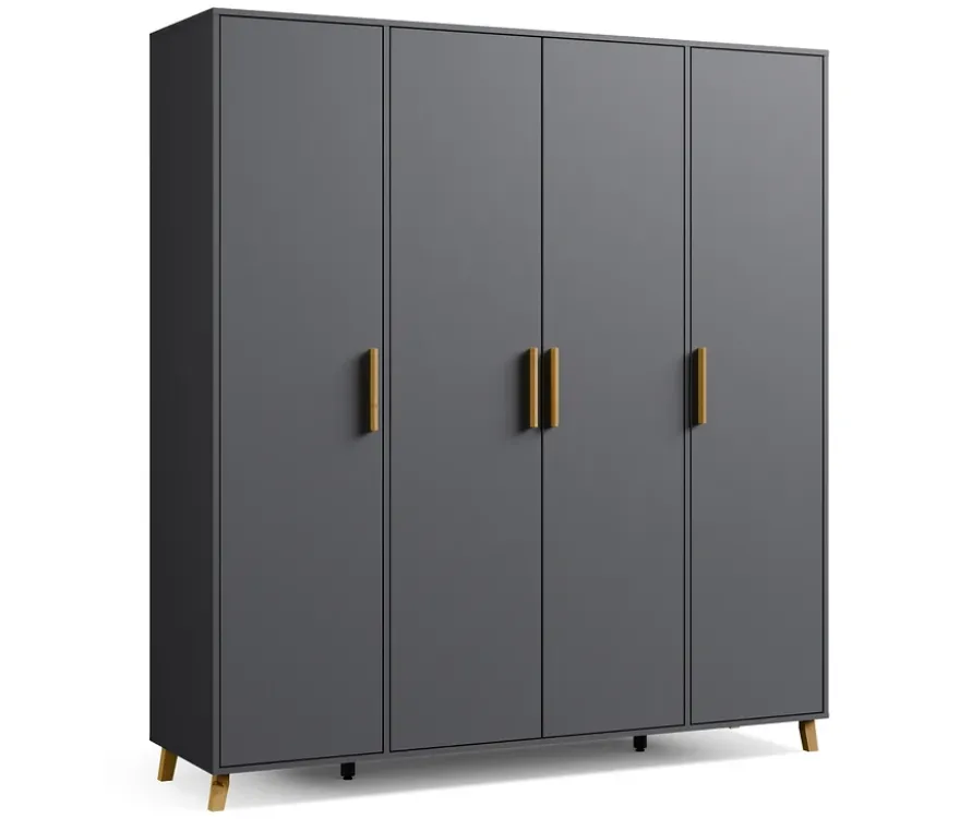 Rauch Drehtürenschrank »Shinjo«, 4-türig Basic-Ausstattung, graumetallic