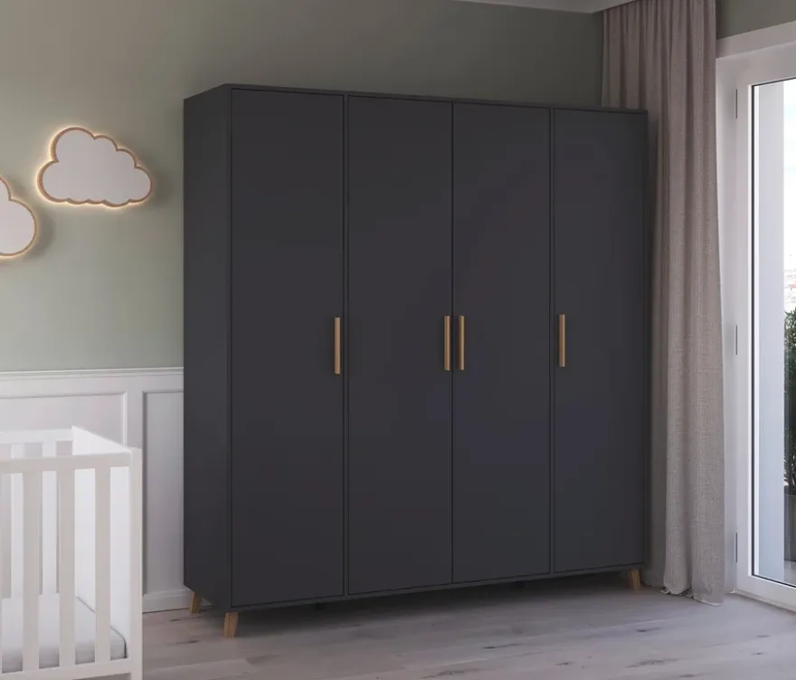 Rauch Drehtürenschrank »Shinjo«, 4-türig Basic-Ausstattung, graumetallic