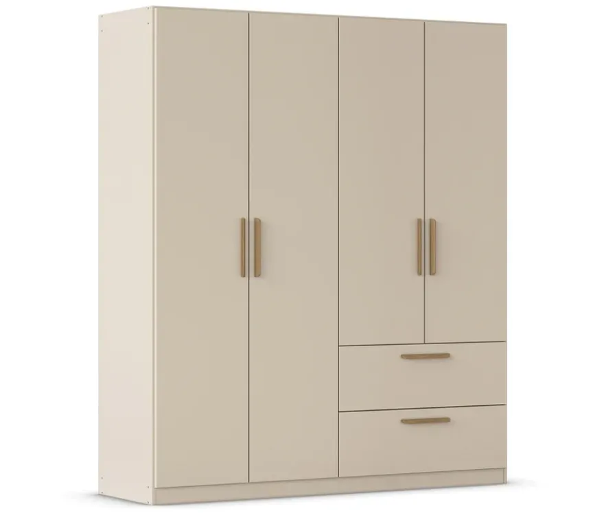 Rauch Drehtürenschrank "Skandi" 4-türig mit zwei Schubladen, beige/champagner