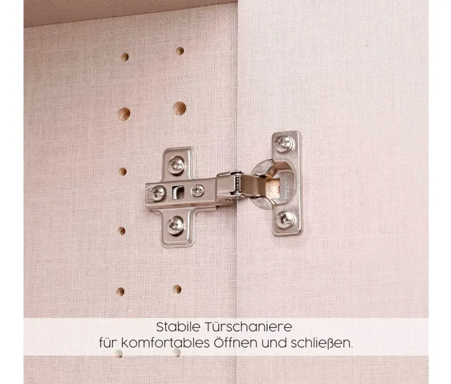 Rauch Drehtürenschrank "Skandi" 4-türig mit zwei Schubladen, beige/champagner
