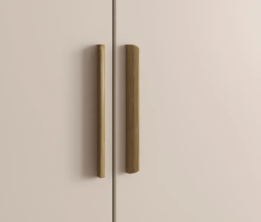 Rauch Drehtürenschrank "Skandi" 4-türig mit zwei Schubladen, beige/champagner