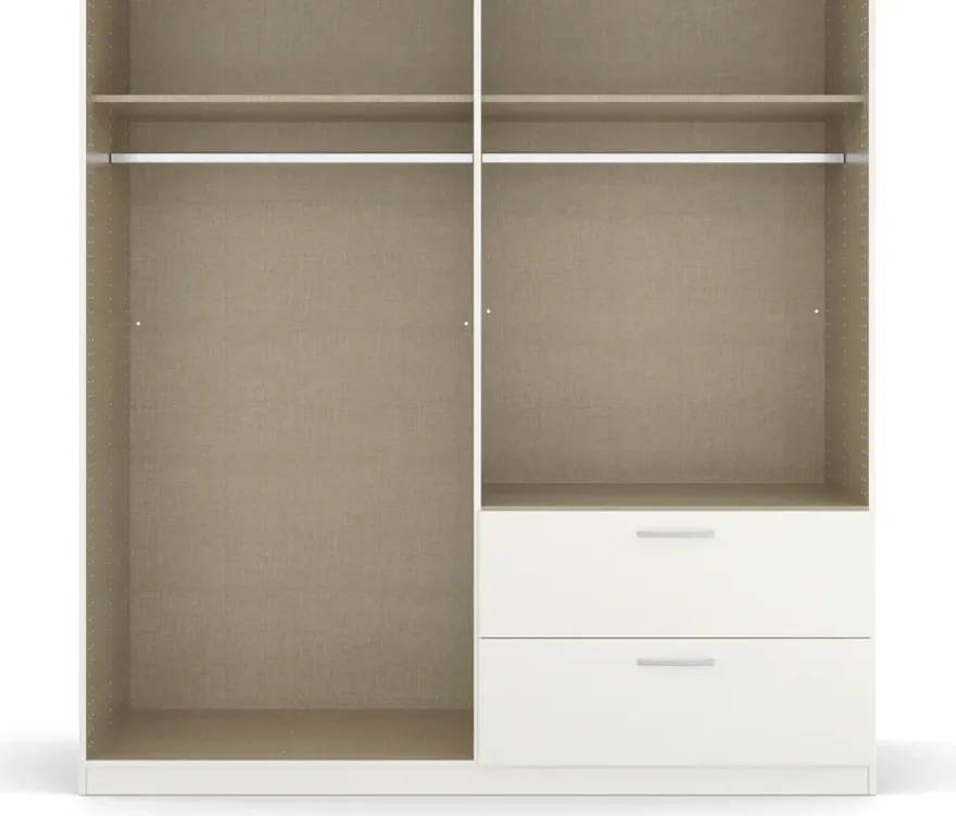 Rauch Drehtürenschrank "Skandi" 4-türig mit zwei Schubladen, beige/champagner