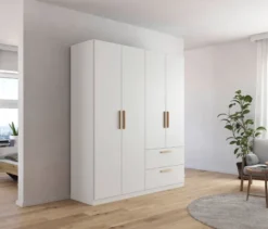 Rauch Drehtürenschrank "Skandi" 4-türig mit zwei Schubladen, weiß