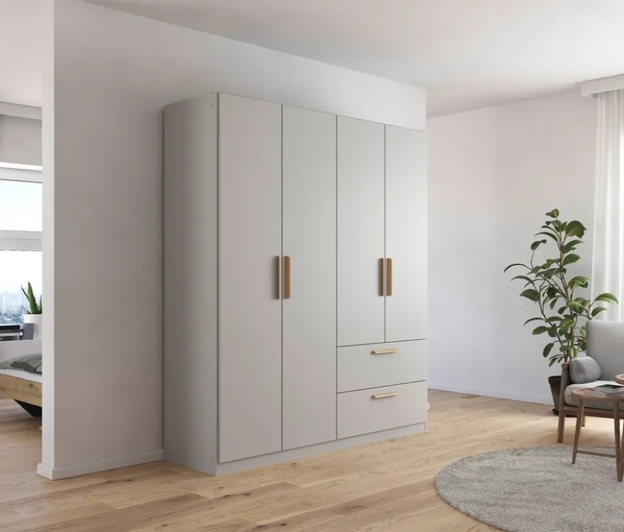 Rauch Drehtürenschrank "Skandi" 4-türig seidengrau