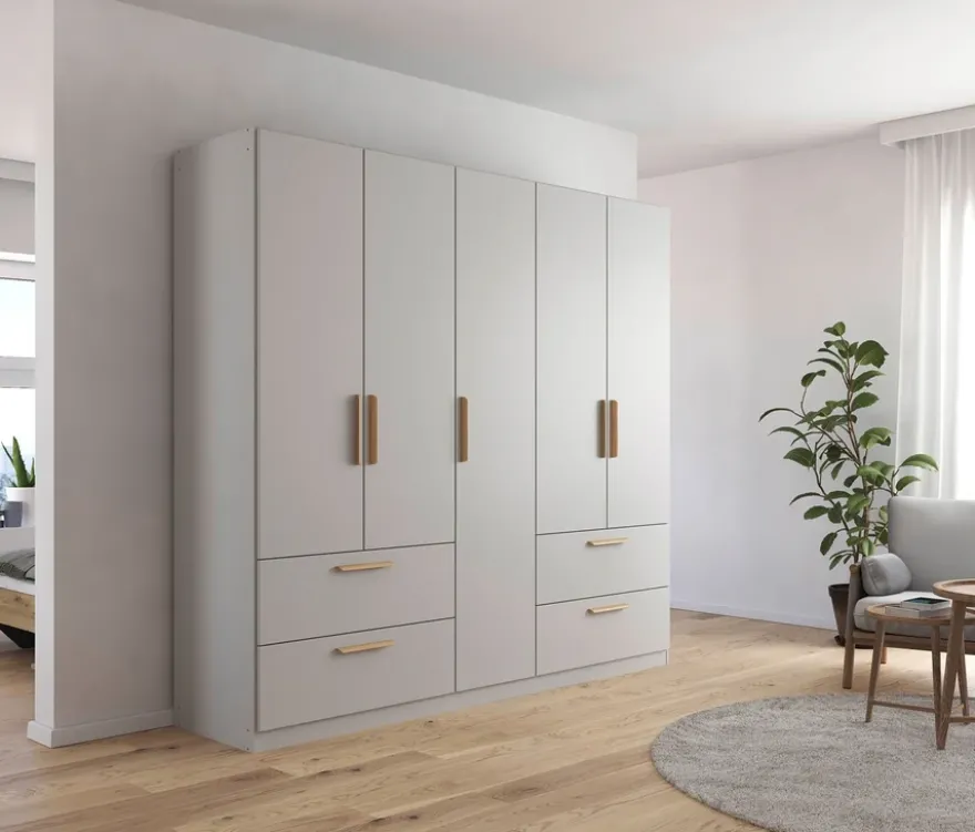 rauch Drehtürenschrank "Skandi" 5-türig, seidengrau