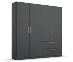 Rauch Drehtürenschrank "Skandi" 4-türig mit zwei Schubladen, grau-metallic