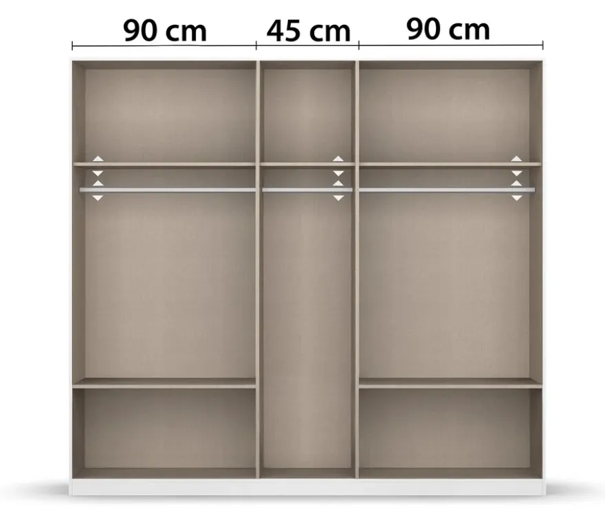 Rauch Drehtürenschrank "Skandi" 5-türig mit vier Schubladen, grau-metallic