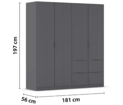 rauch Kleiderschrank »Ella«, 4-türig, grau metallic