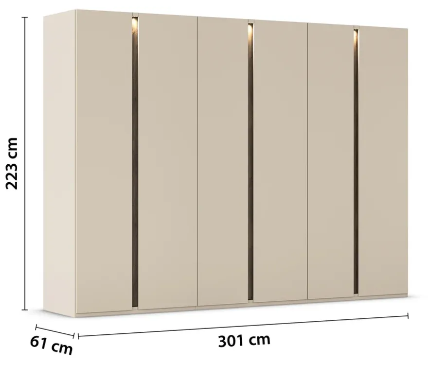rauch Kleiderschrank »Luana«, 6-türig, mit Beleuchtung, Premium-Ausstattung