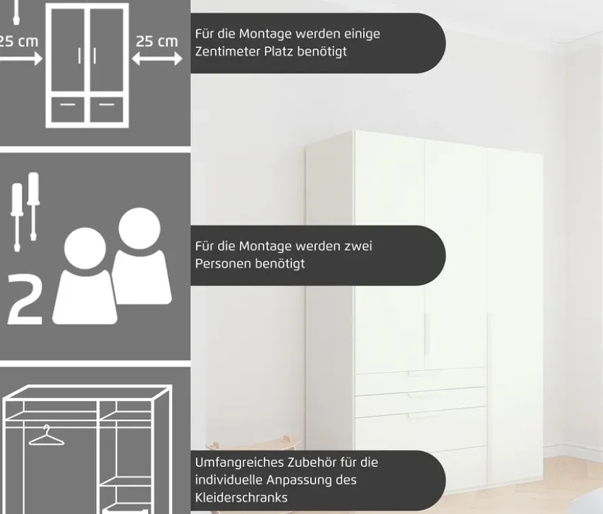 rauch Kleiderschrank »Purisma« mit umfangreicher Innenausstattung und Spiegel, 6-türig