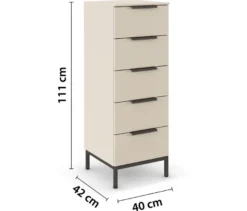 rauch Kommode »Flipp« mit Fußgestell, 5 Schubladen, 40 cm, beige-champagnerfarben