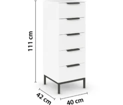 rauch Kommode »Flipp« mit Fußgestell, 5 Schubladen, 40 cm, weiß